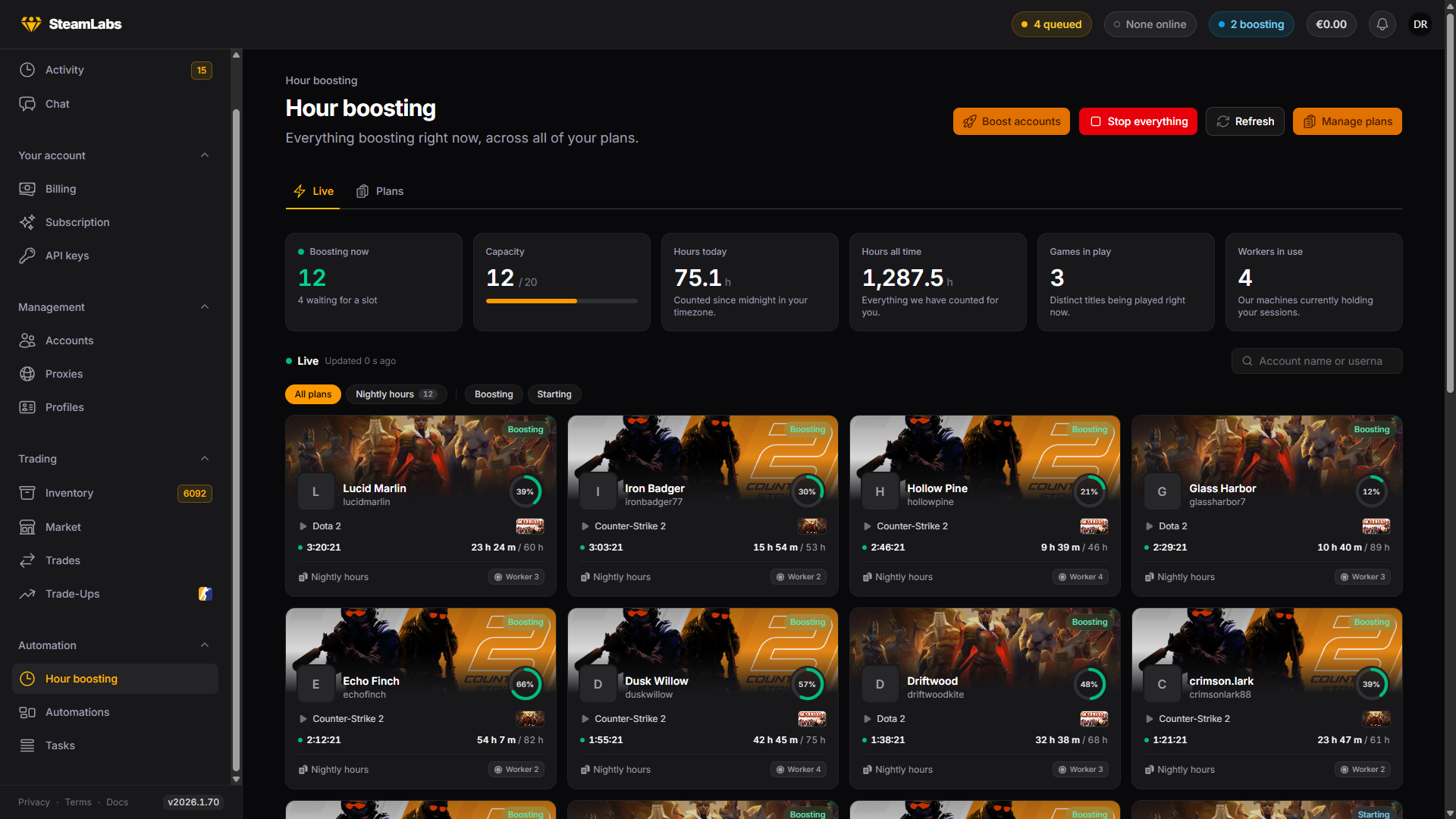 The live boosting console